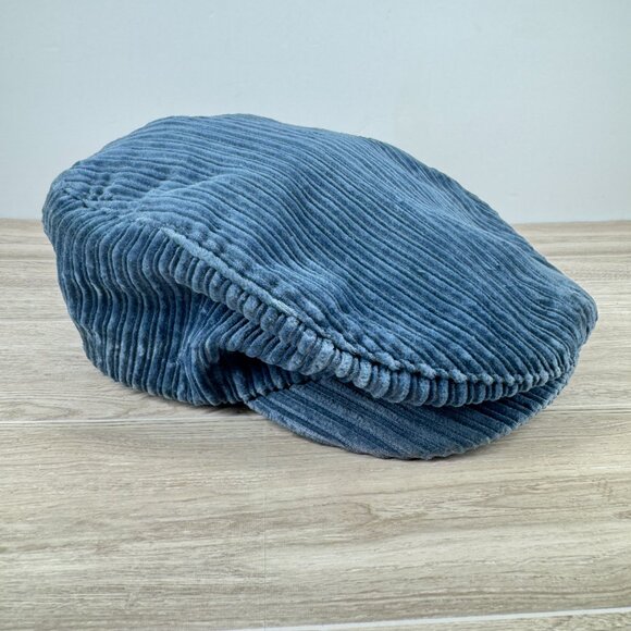 Vintage Nike Blue Corduroy Newsboy Cap 90s Wide Wale Driver Hat Medium - Picture 2 of 15